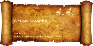 Anton Avarka névjegykártya
